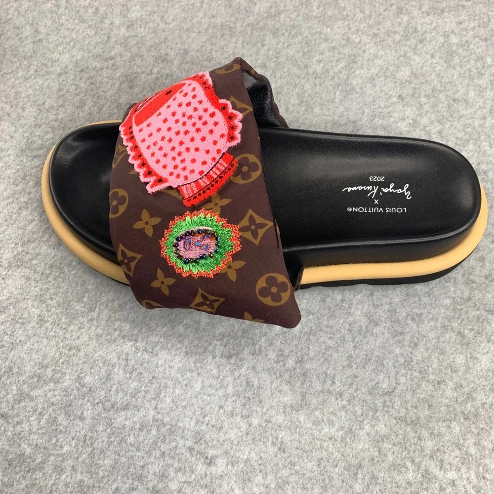 Louis Vuitton Pool Pillow Sandal Women 42 Brown Kusama Monogram Slides - Picture 14 of 16